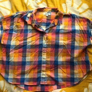 Madewell Hilltop Shirt in Rainbow Check, size XL